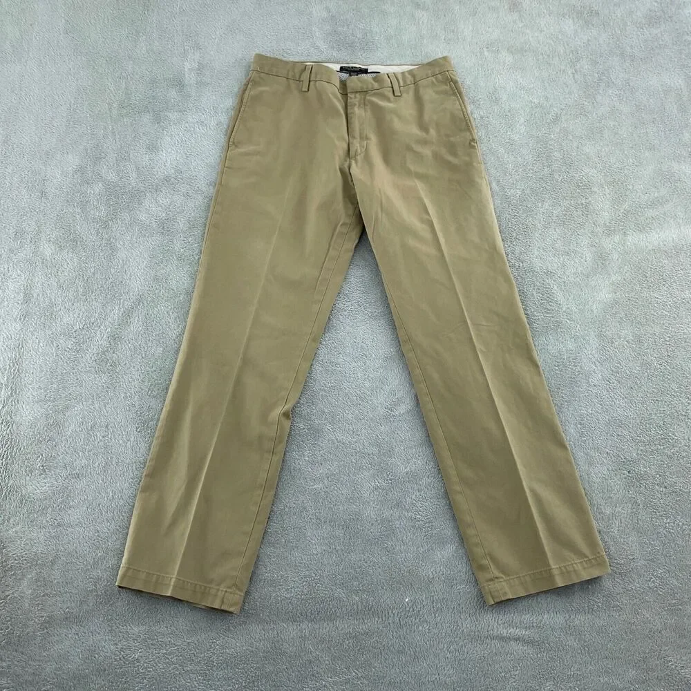 Banana Republic Gavin Chino Pants 33/32 Mens 100% Cotton Khaki 4532